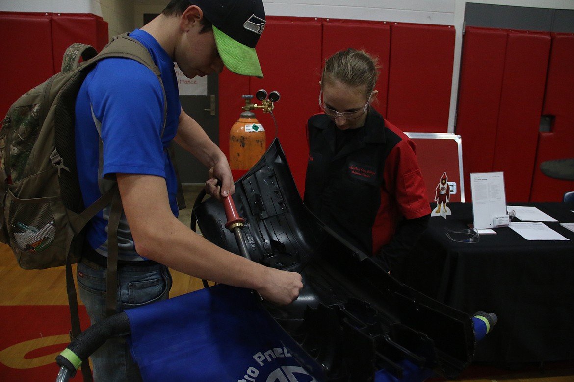 (Photo by MARY MALONE)
Local students learned the technique of plastic welding during Friday&#146;s North Idaho College CTE Roadshow at Sandpoint High School.