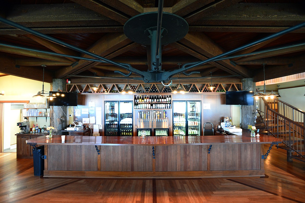 Custom iron and wood work is highlighted throughout the restaurant at Abayance Bay Marina. (Casey Kreider/Daily Inter Lake)