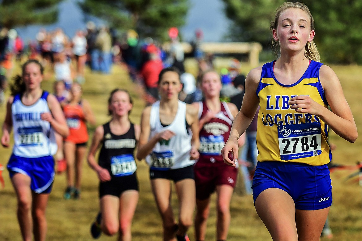 Libby senior Lauren Thorstenson competes with the Libby cross country team in the Western &#145;A&#146; Classic in Kalispell Oct. 13. (Jeremy Weber/Hungry Horse News)