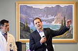 Bullock, Bradshaw stump for I-185 at hospital event