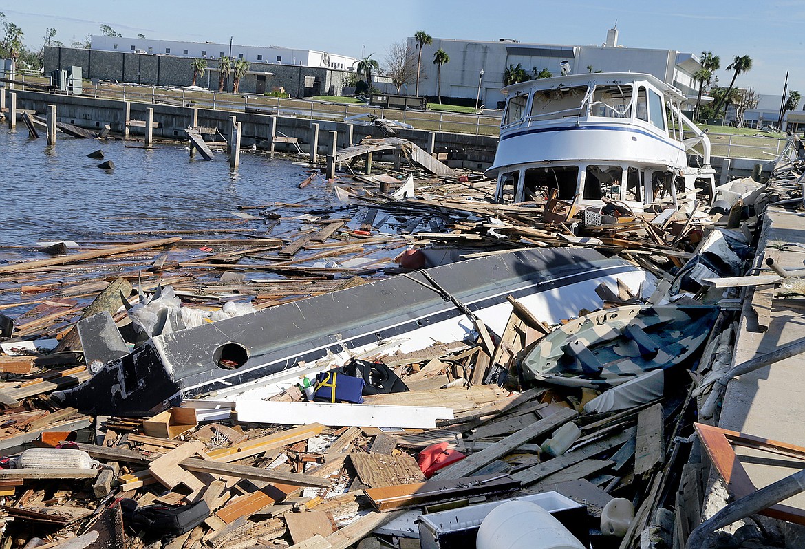 Destroyed boats are seen at the City Marina in Panama City, Fla., the day after Hurricane Michael landed in the Florida Panhandle, on Thursday, Oct. 11, 2018. (Pedro Portal/Miami Herald/TNS)