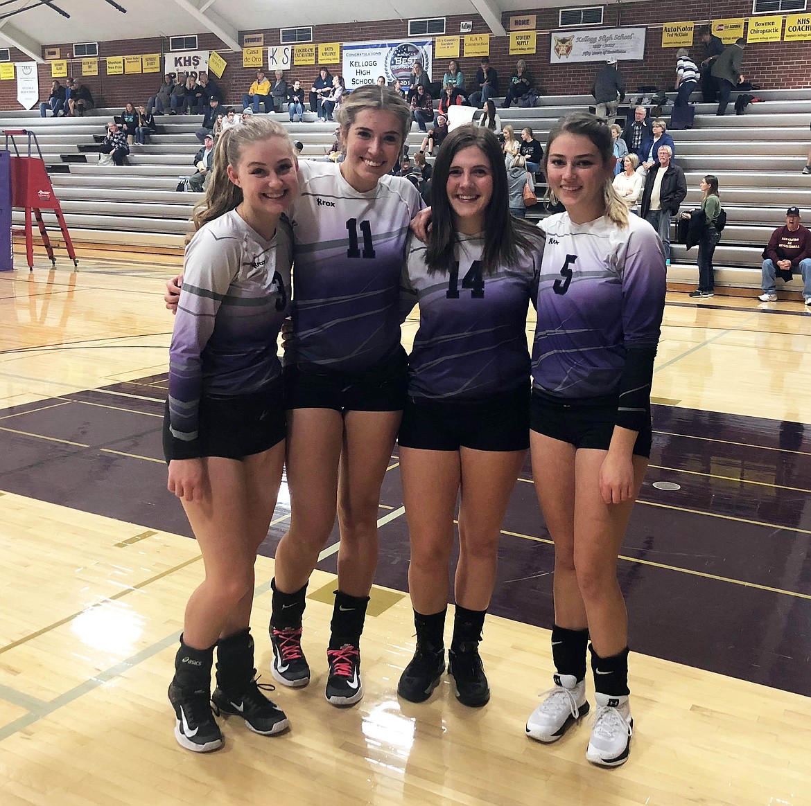 Photo by Josh McDonald/ 
The Kellogg Wildcat senior volleyball players. Pictured from the left are Emma Bristow, Kat Rauenhorst, Shaelyn Durham, and Madyson Umphenour.