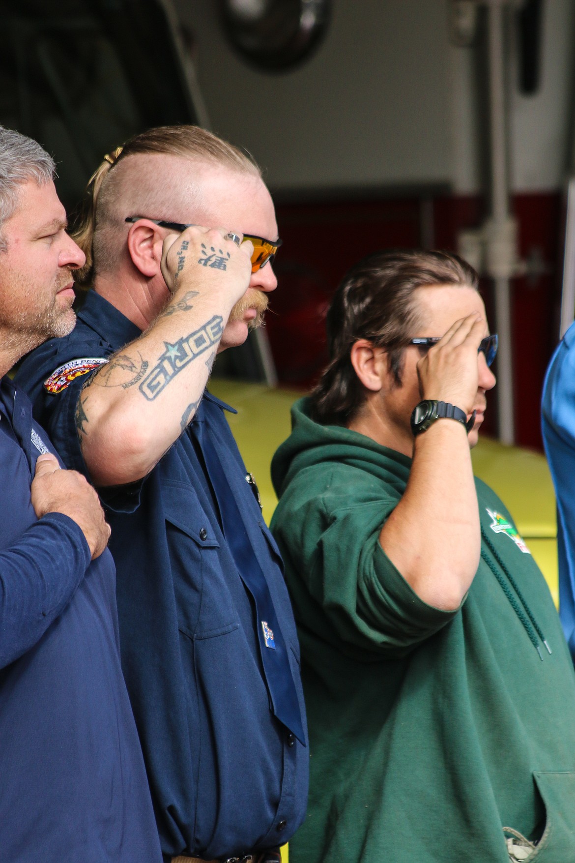 Photo by MANDI BATEMAN
Pledge of allegience during the fallen firefighter memorial.