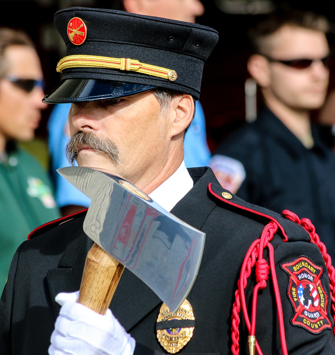 Photo by MANDI BATEMAN
Alan Hamilton in the new uniform of the Boundary County Fire Chief&#146;s Association Honor Guard.