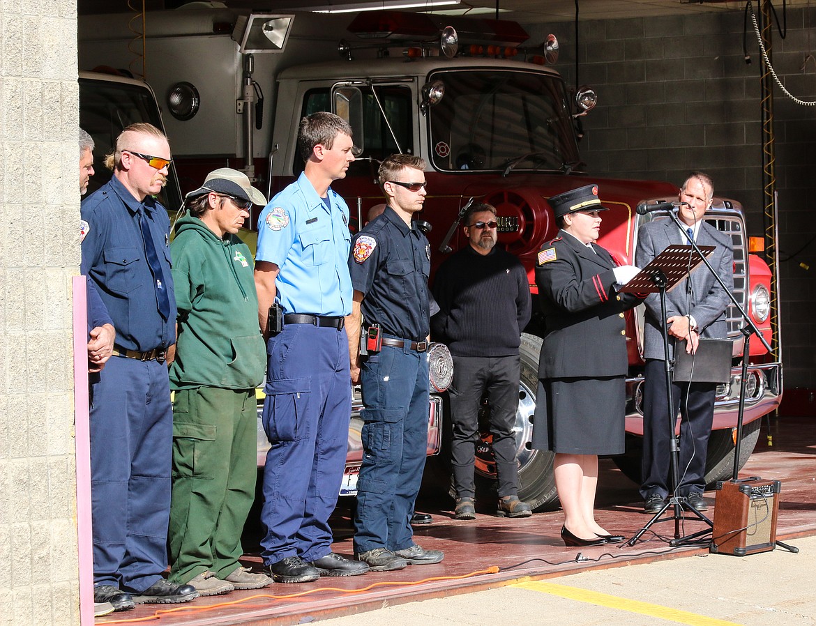 Photo by MANDI BATEMAN
North Bench Firefighter Cheryl Jackson served as the Master of Ceremonies.