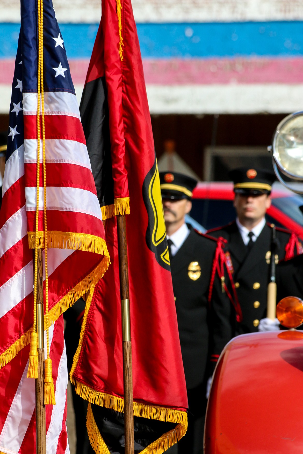 Photo by MANDI BATEMAN
The memorial began with a parade of Boundary County firefighting apparatus starting at Super 1 Foods and finished at the Bonners Ferry Fire Department.