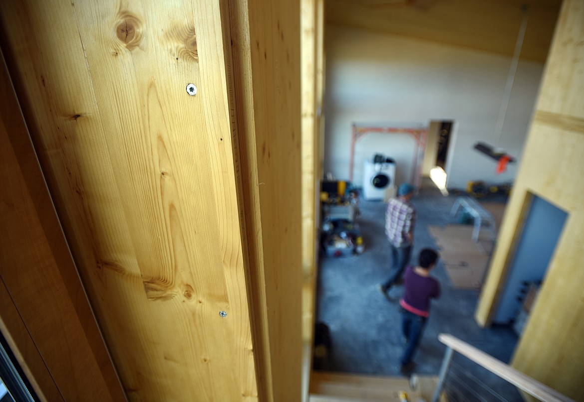 Interior view of the cross-laminated timber home of Jake Christiansen and Yvonne May.(Brenda Ahearn/Daily Inter Lake)