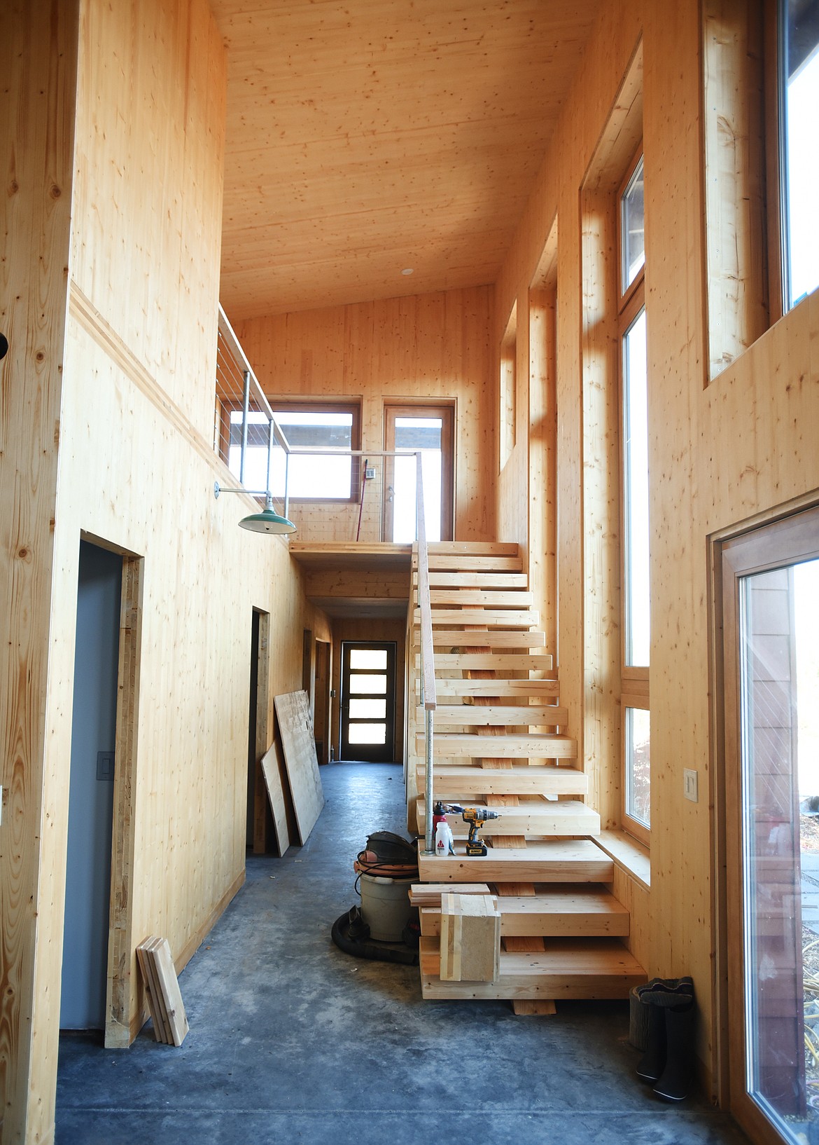 Interior view of the cross-laminated timber home of Jake Christiansen and Yvonne May.(Brenda Ahearn/Daily Inter Lake)