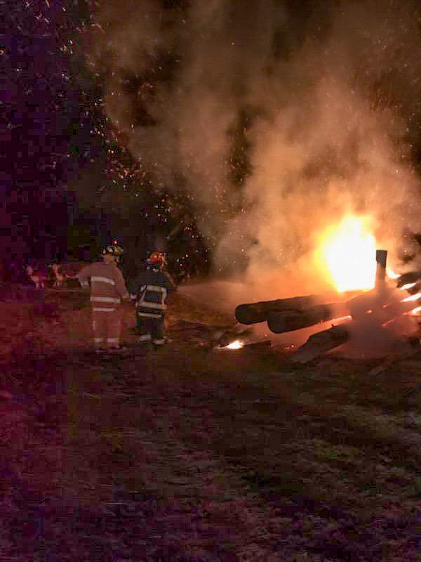 Courtesy photo
A log pile fire on Turner Hill Road followed the fire on Main Street.