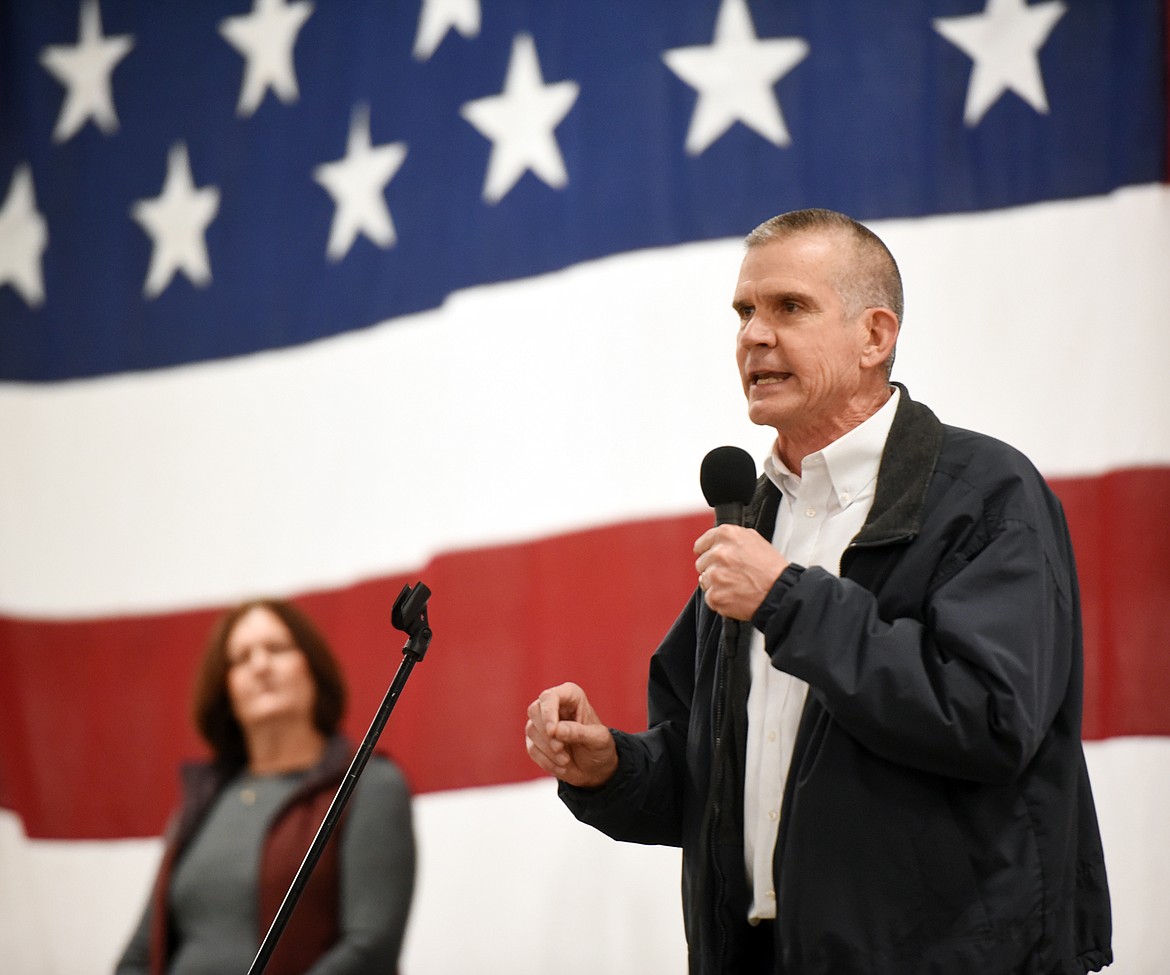 Matt Rosendale campaigns at the Montana Victory Tour on Saturday morning, October 27, at the Expo Building at the Flathead County Fairgrounds.(Brenda Ahearn/Daily Inter Lake)