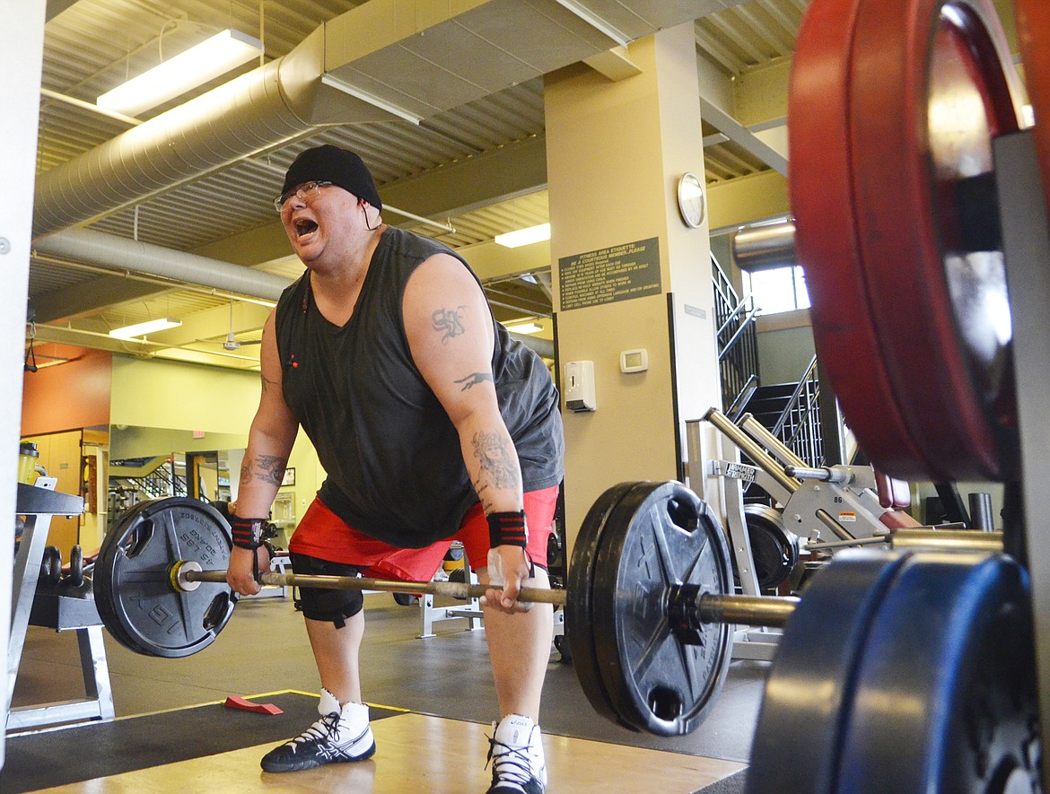 Special Olympics athlete Sylvester Vermillion does a deadlift during a practice session at The Wave in Whitefish last week as he prepares for the Special Olympic Special Olympics USA Games in Seattle. (Heidi Desch/Whitefish Pilot)