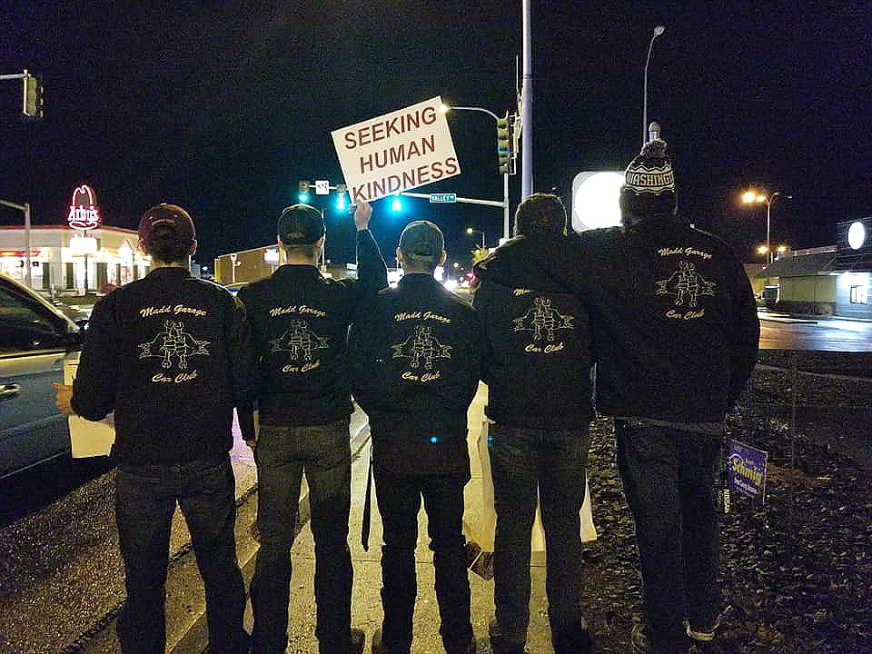 Homeless Taskforce of Grant County/courtesy photo
Madd Garage Car Club members came out to Sleep on the Street in Moses Lake Thursday evening to do their part and help raise awareness.