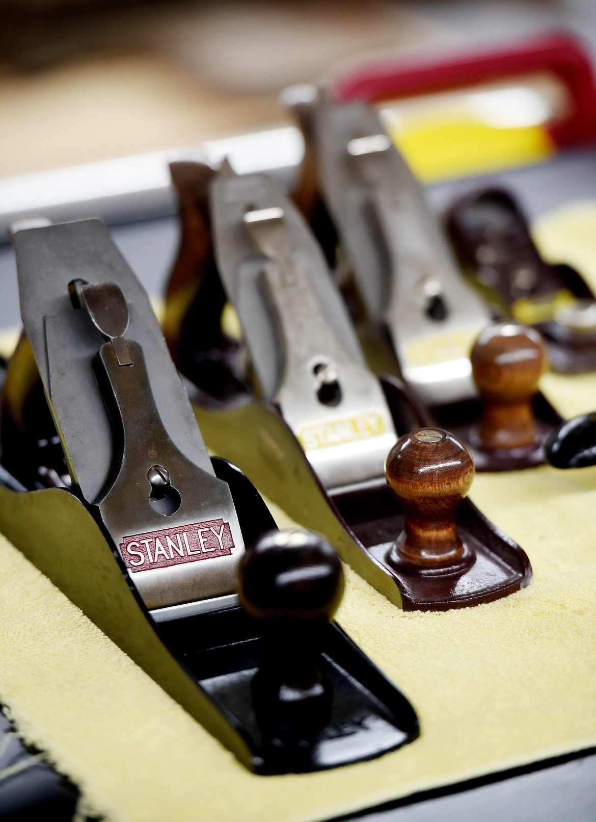 A collection of different varieties of Stanley hand planes in Steve Williams&#146; shop on Thursday, October 18, in Evergreen. &#147;Woodworkers have collections of planes that number in the hundreds. It is almost an addiction for some.&#148; said Williams. &#147;Mine are for use.&#148;
(Brenda Ahearn/Daily Inter Lake)