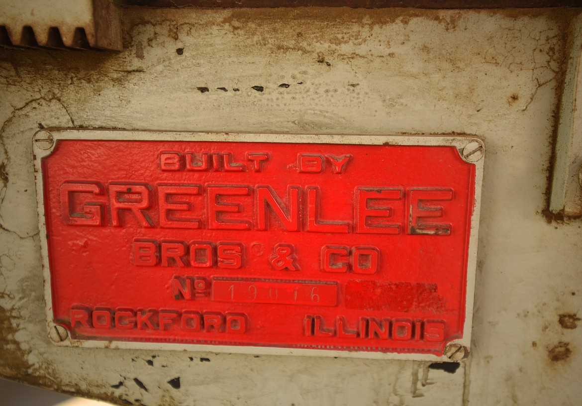 Detail of a 3,384 pound Greenlee, circa 1910, Variety Woodworker machine. Williams purchased it from a cabinetmaker in Chester who had deposited it at his brother-in-law&#146;s farm nearly 40 years ago. It was previously owned by the Anaconda Company in Great Falls.
(Brenda Ahearn/Daily Inter Lake)