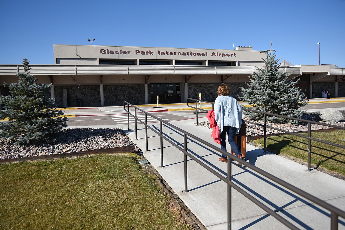 A traveler enters Glacier Park International Airport on Wednesday, Oct. 17. (Casey Kreider/Daily Inter Lake)