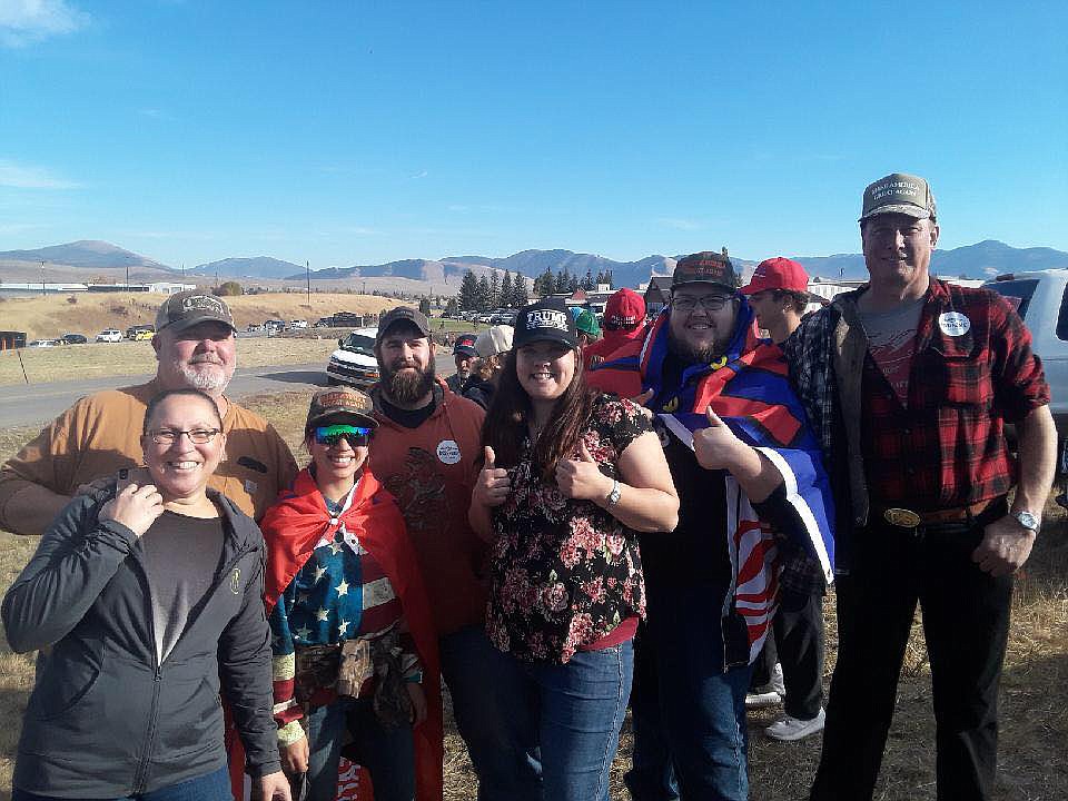 A friendly group from Sanders County wait in line to catch a shuttle to the rally last Thursday in Missoula. (Photo provided)
