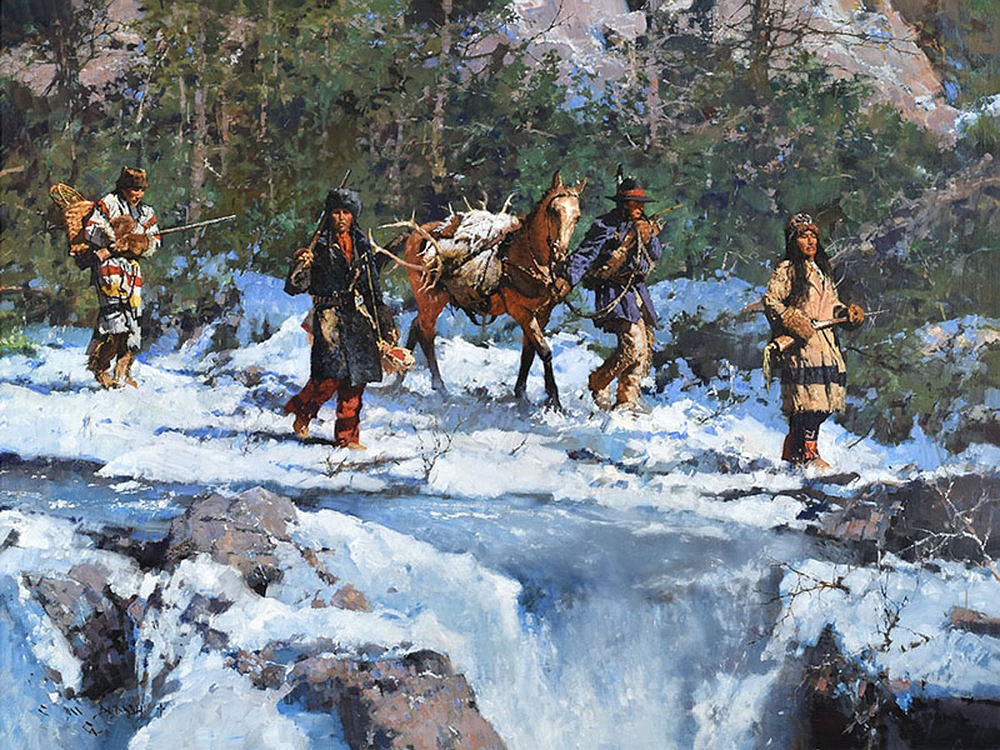 &#147;Winter Creek Hunters&#148; is one of C. Michael Dudash&#146;s recently sold western works. (via www.cmdudash.com)