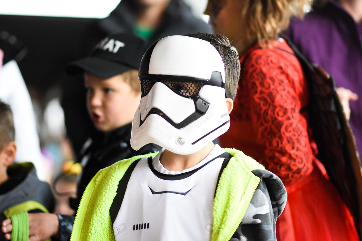 An Imperial Stormtrooper keeps an eye out for Luke Skywalker in downtown Whitefish during Halloween Wednesday. (Daniel McKay/Whitefish Pilot)