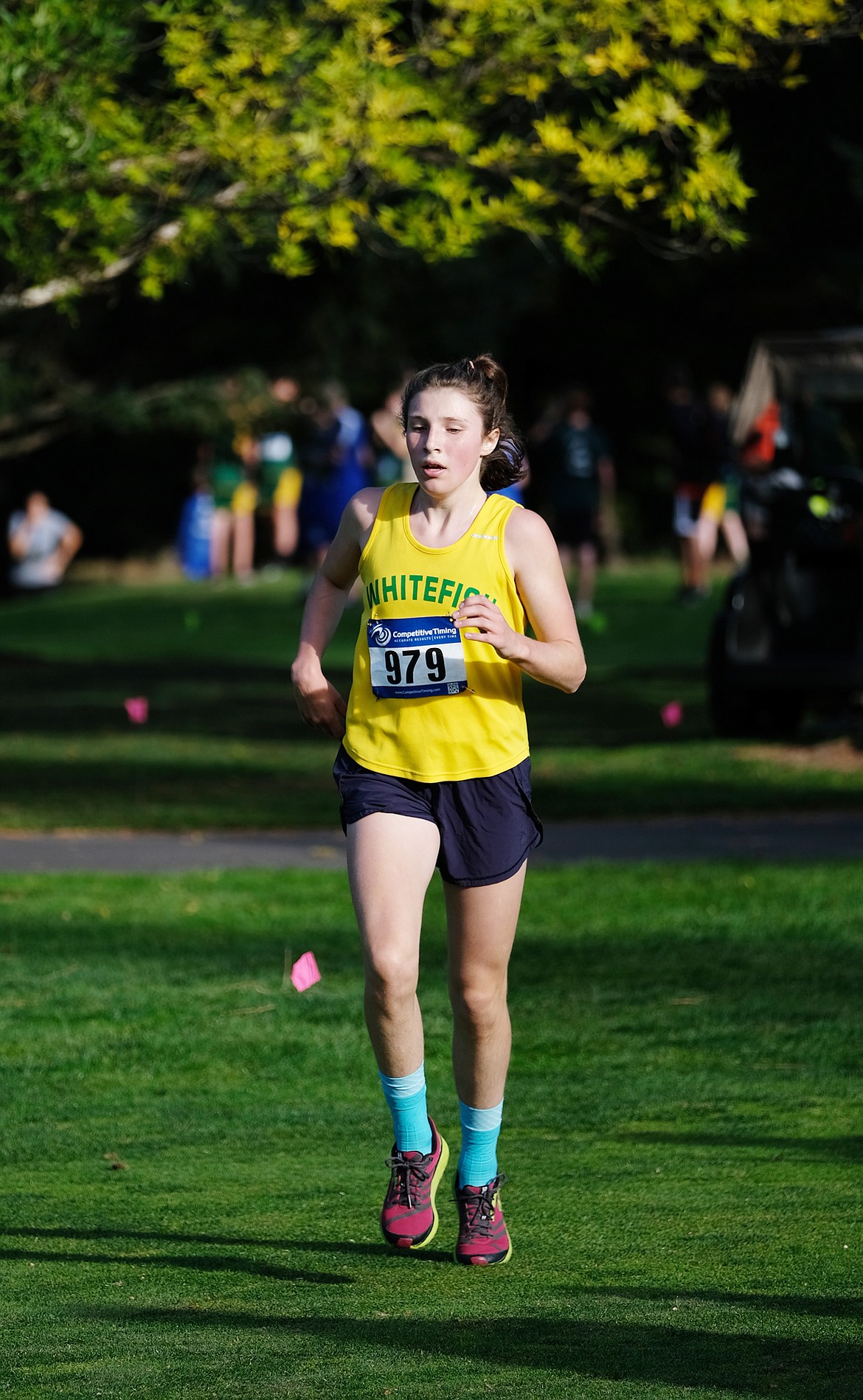 Finley McCarthy runs at the Whitefish Invitational.