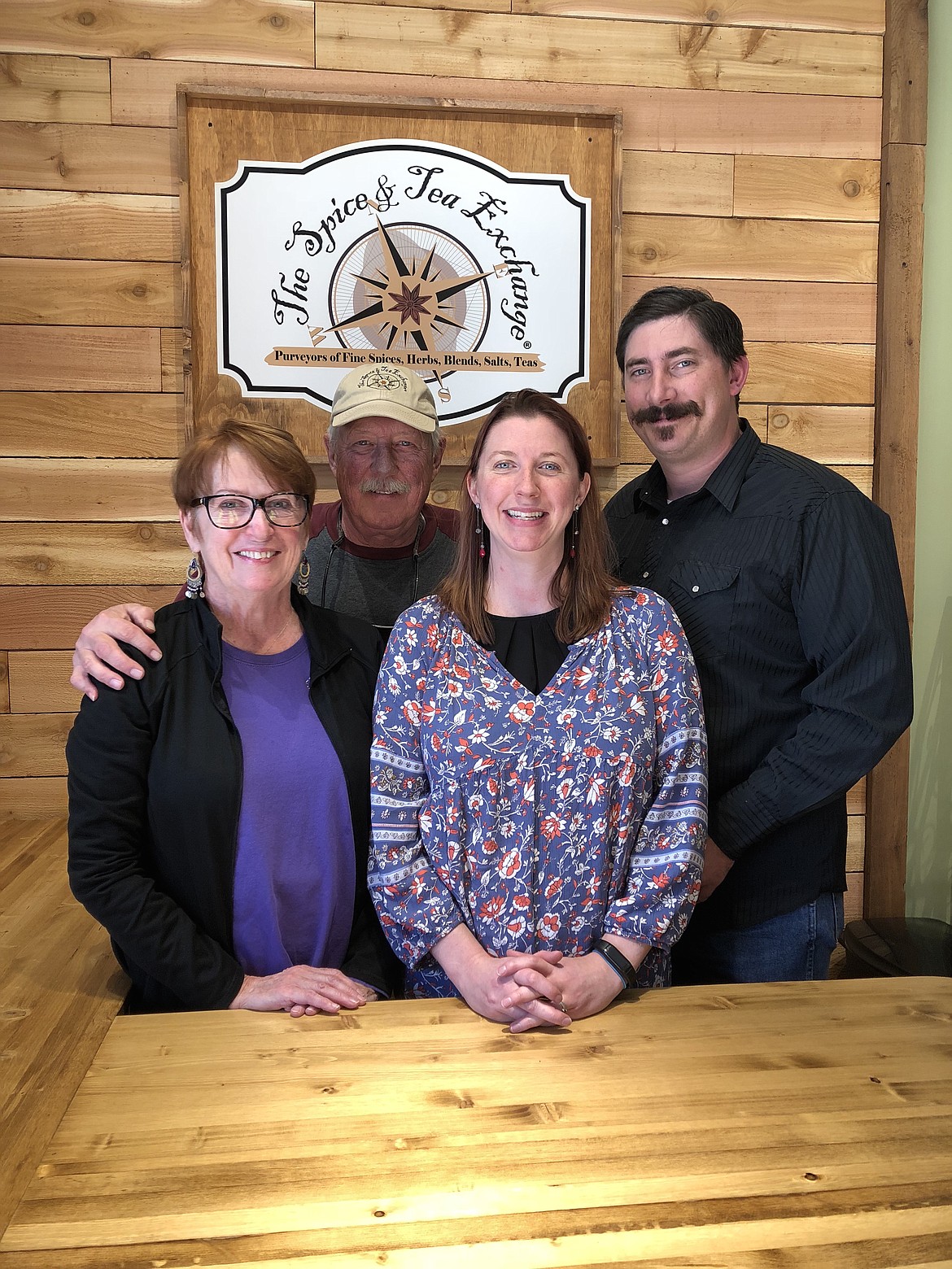 Courtesy photo
From left, Judy and Bill McAfee, Annie and JT Wensman of The Spice &amp; Tea Exchange, which will open Thursday at 2061 Main St. in Riverstone.