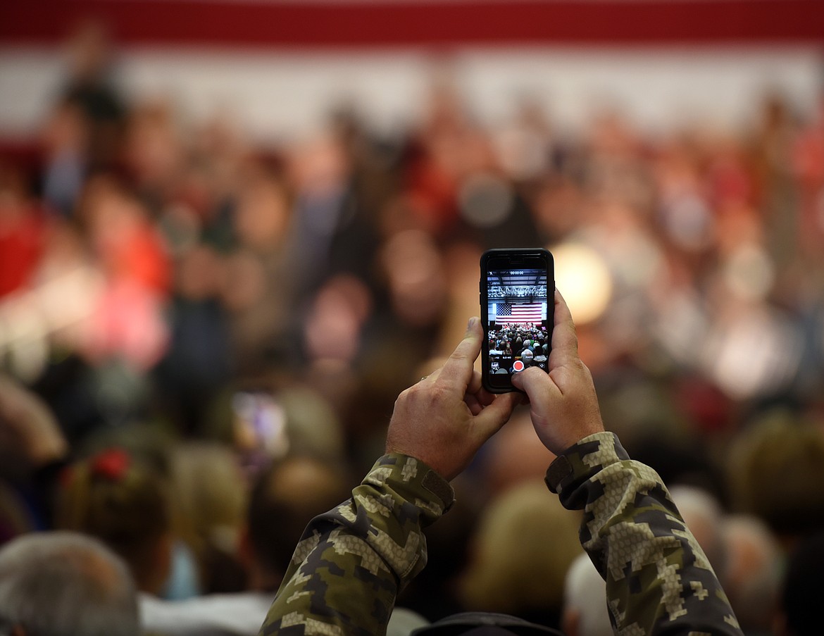 Detail of a cell phone photo of the Get Out the Vote Rally in Kalispell, Montana, on Monday, November 5.&#160;(Brenda Ahearn/Daily Inter Lake)