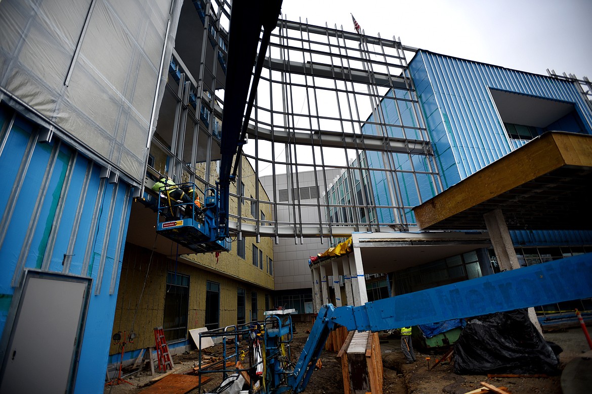 View of the exterior of the new Children&#146;s Center at Kalispell Regional Medical Center. The exterior wall will be glass but will be an open air space for children and patients.
(Brenda Ahearn/Daily Inter Lake)