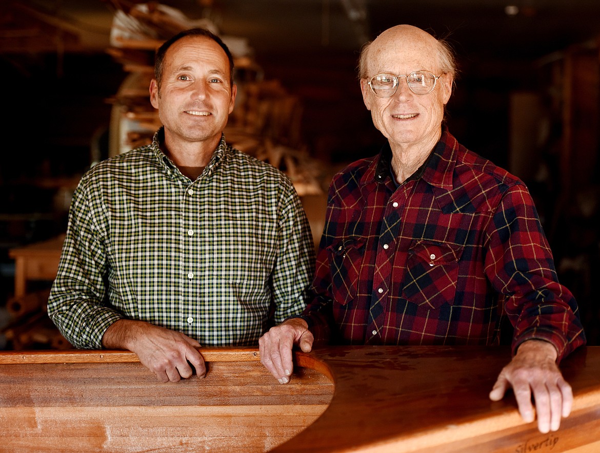 Steve and Greg Morley at Morley Cedar Canoes in Swan Lake on Tuesday, October 30.
(Brenda Ahearn/Daily Inter Lake)