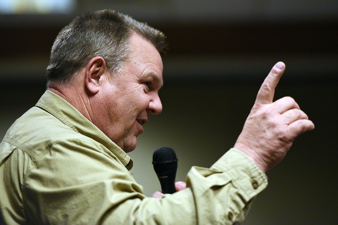 Sen. Jon Tester speaks at a Get Out the Vote rally at the Red Lion Hotel in Kalispell on Saturday. (Casey Kreider/Daily Inter Lake)