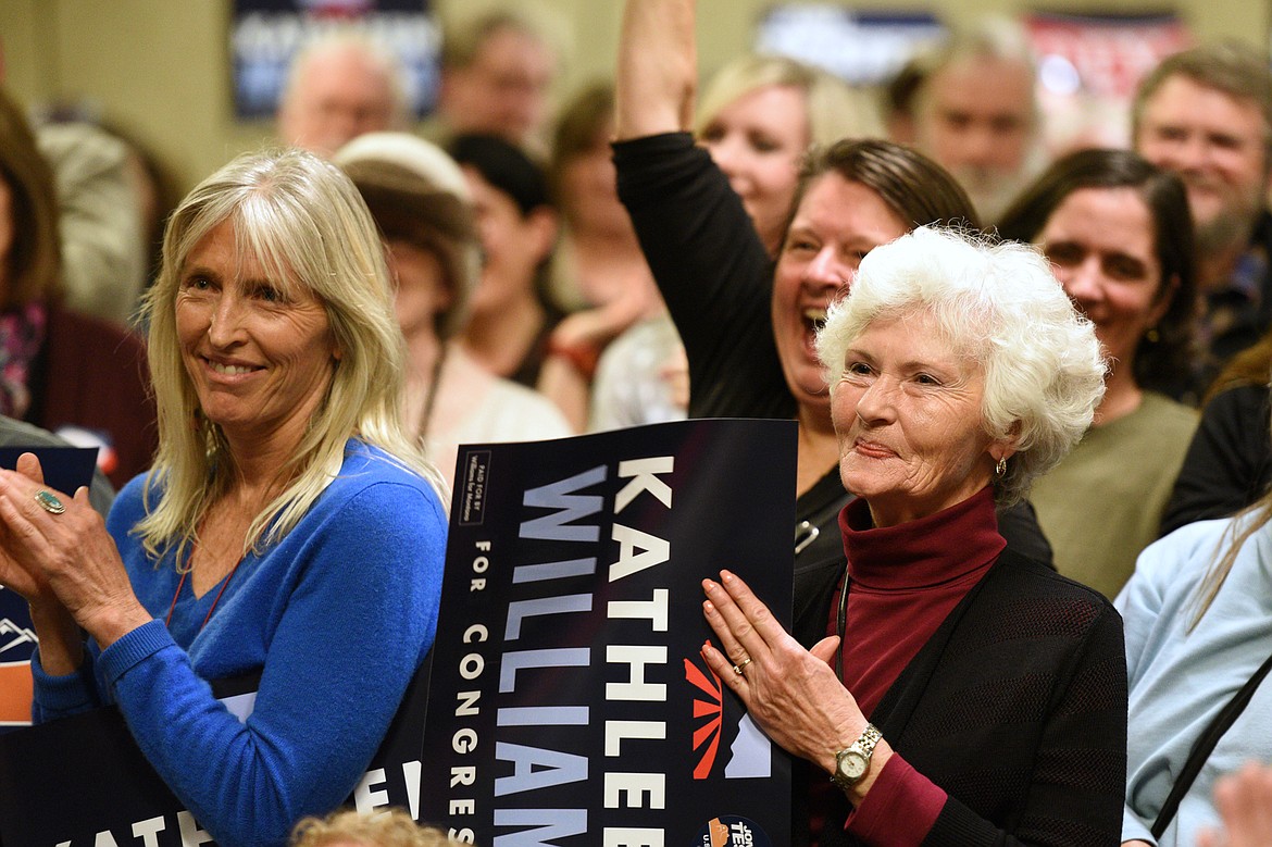 Attendees listen to speakers at the Get Out the Vote rally at the Red Lion Hotel in Kalispell on Saturday. (Casey Kreider/Daily Inter Lake)