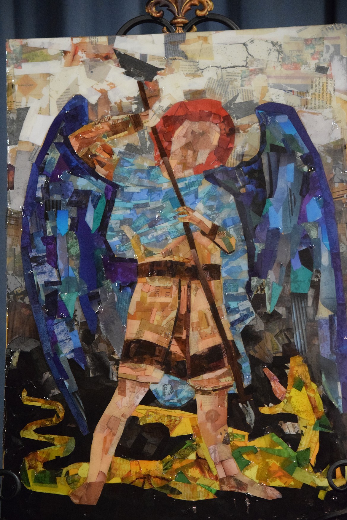 Charles H. Featherstone/Columbia Basin Herald
This representation of St. Michael the Archangel, made by St. Rose of Lima Catholic School fourth- and fifth-graders, was one of the treasures up for auction at the school&#146;s fundraiser Saturday.