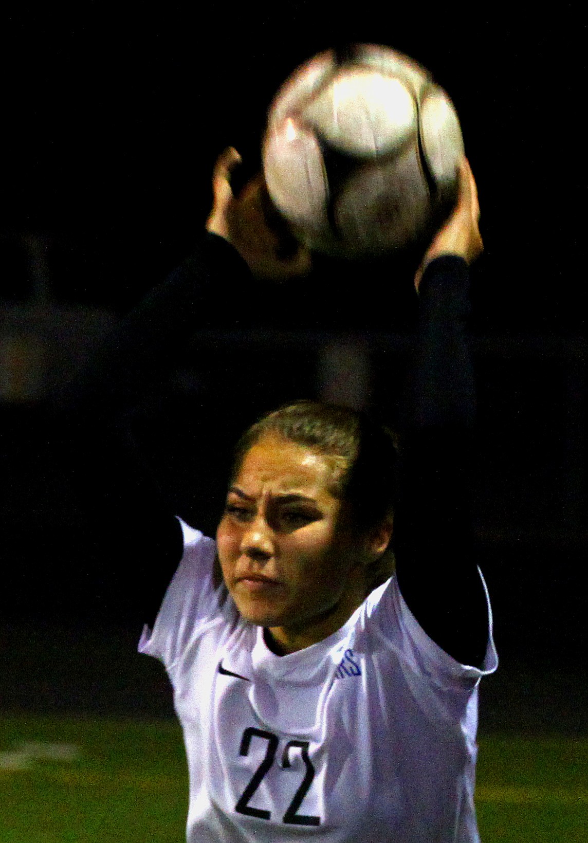 Rodney Harwood/Columbia Basin Herald
Warden's Kennedy Kilmer (22) winds up to throw the ball in during the second half of Thursday's SCAC district championship game against La Salle. The Lightning won 8-0 and will go into the 1A state tournament as the No. 1 seed from the SCAC.