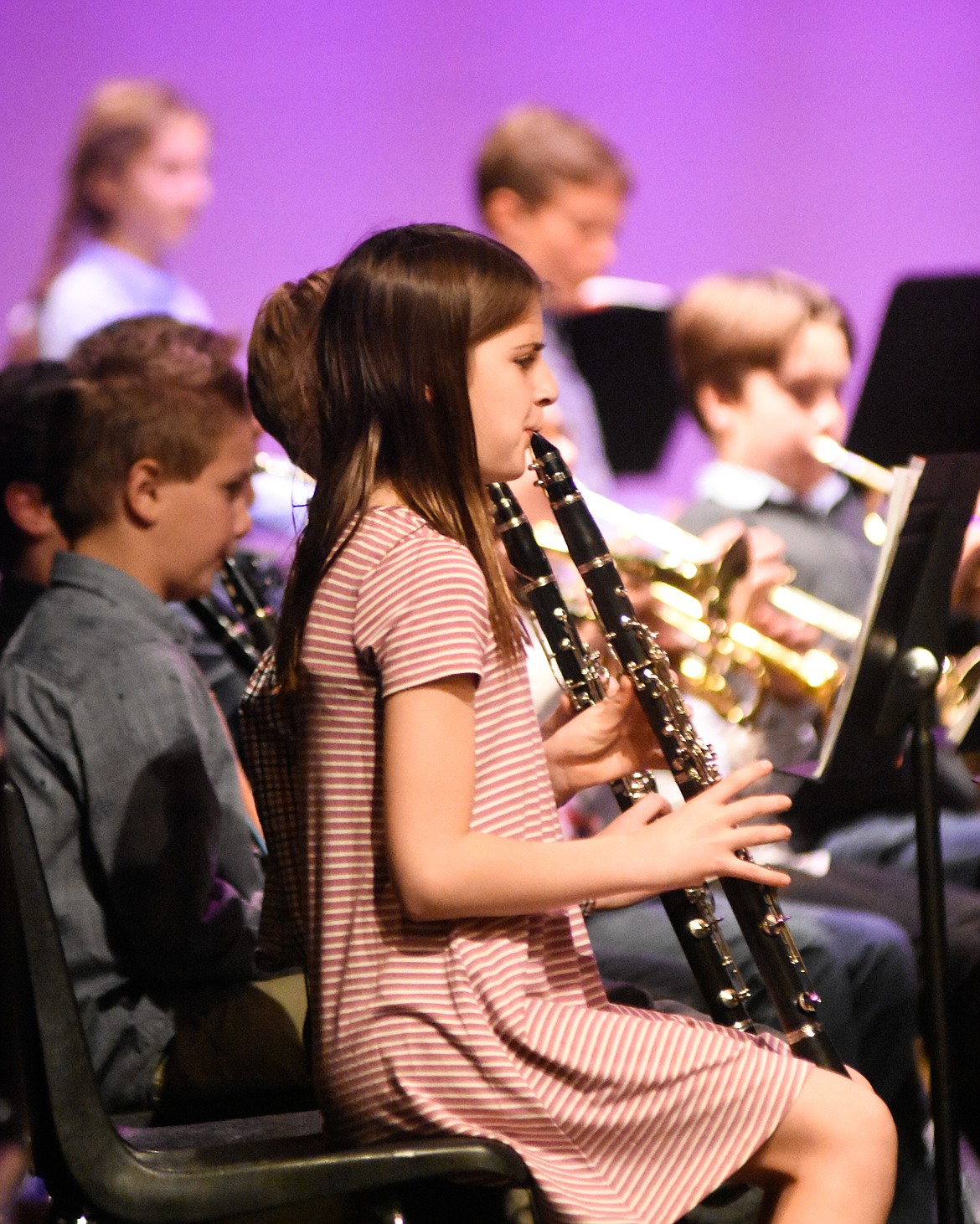 Kellie Klepper performs with the sixth grade band during their fall concert last Thursday at the Performing Arts Center.