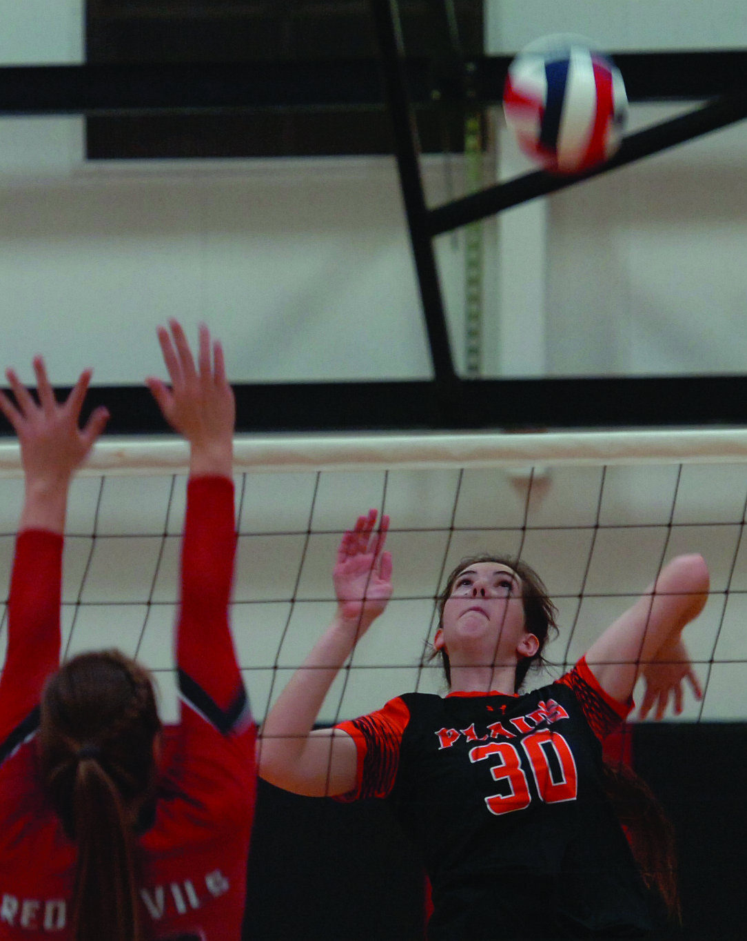 Plains&#146; Rachel Huenink rears back for a kill over a Noxon defender during the District 14C Tournament last Thursday and Friday at Hot Springs High School.