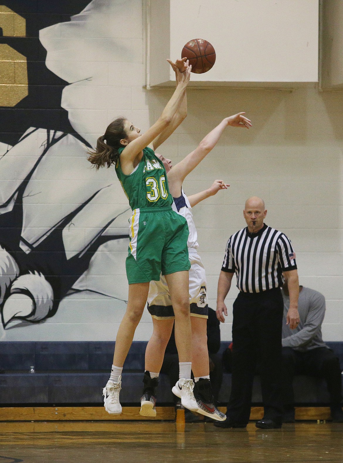 Lakeland&#146;s Katy Ryan (30) and Timberlake&#146;s Brooke Jessen battle for a rebound.