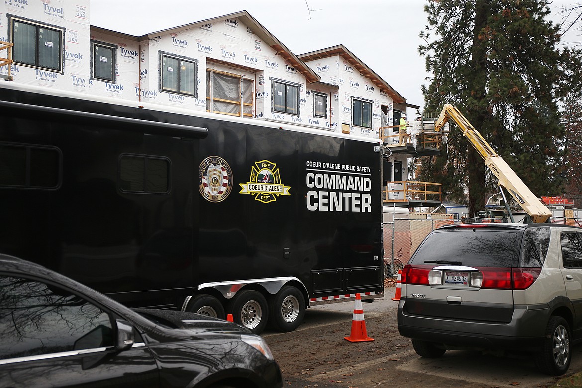 LOREN BENOIT/Press
The Coeur d&#146;Alene Police Department is investigating a construction site on Mullan Avenue where human remains were uncovered. The bones were discovered Tuesday.