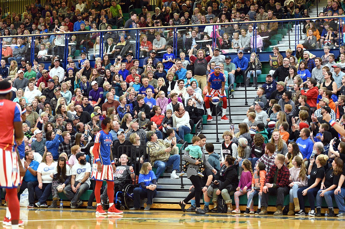 The Harlem Globetrotters warm up before a game against the Washington Generals at Glacier High School on Tuesday, Nov. 13. (Casey Kreider/Daily Inter Lake)