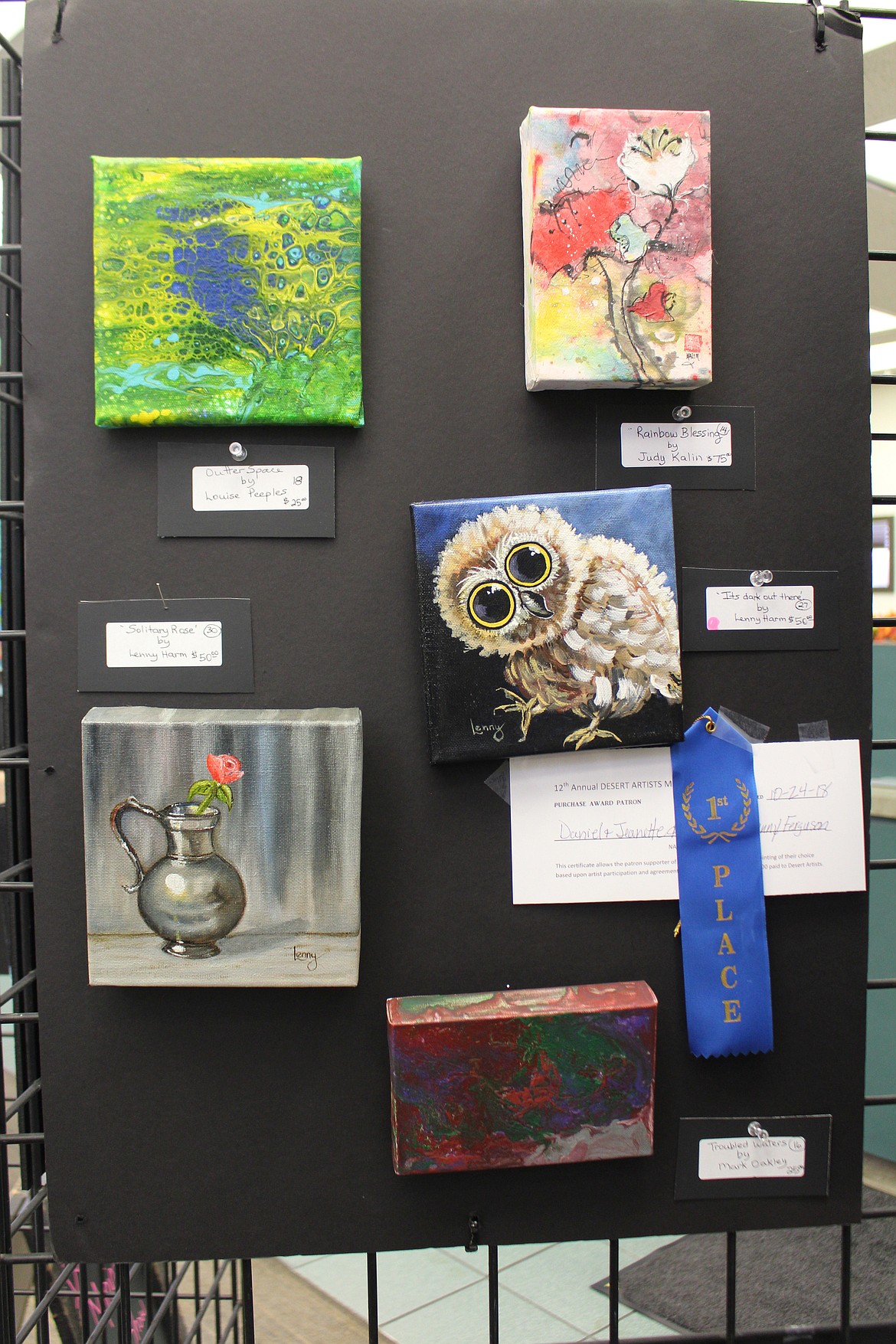 Cheryl Schweizer/Columbia Basin Herald
The miniature art show will be on display through Friday at Umpqua Bank.