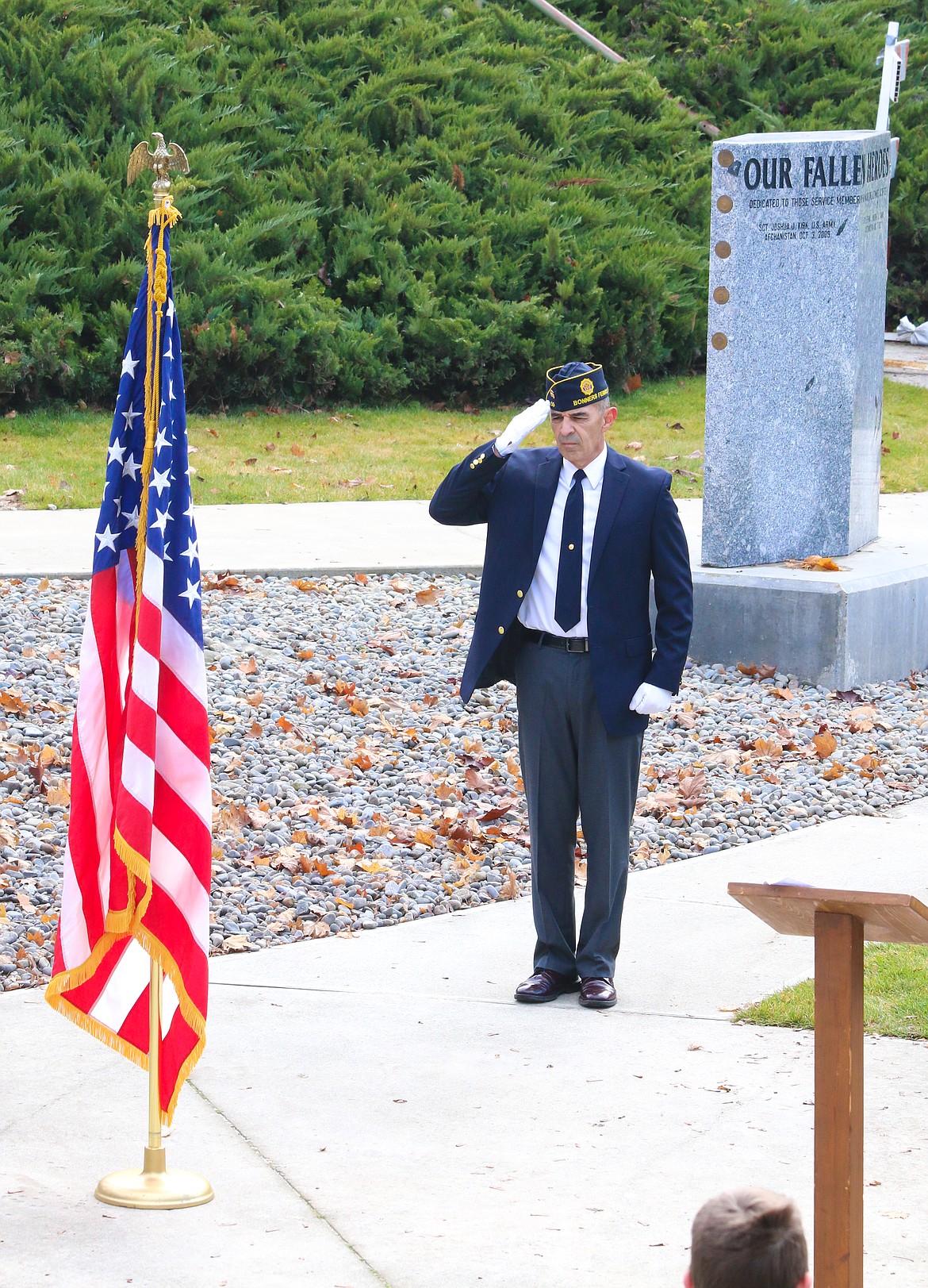 Photo by MANDI BATEMAN
American Legion Commander Manny Figueroa Posting the Colors.