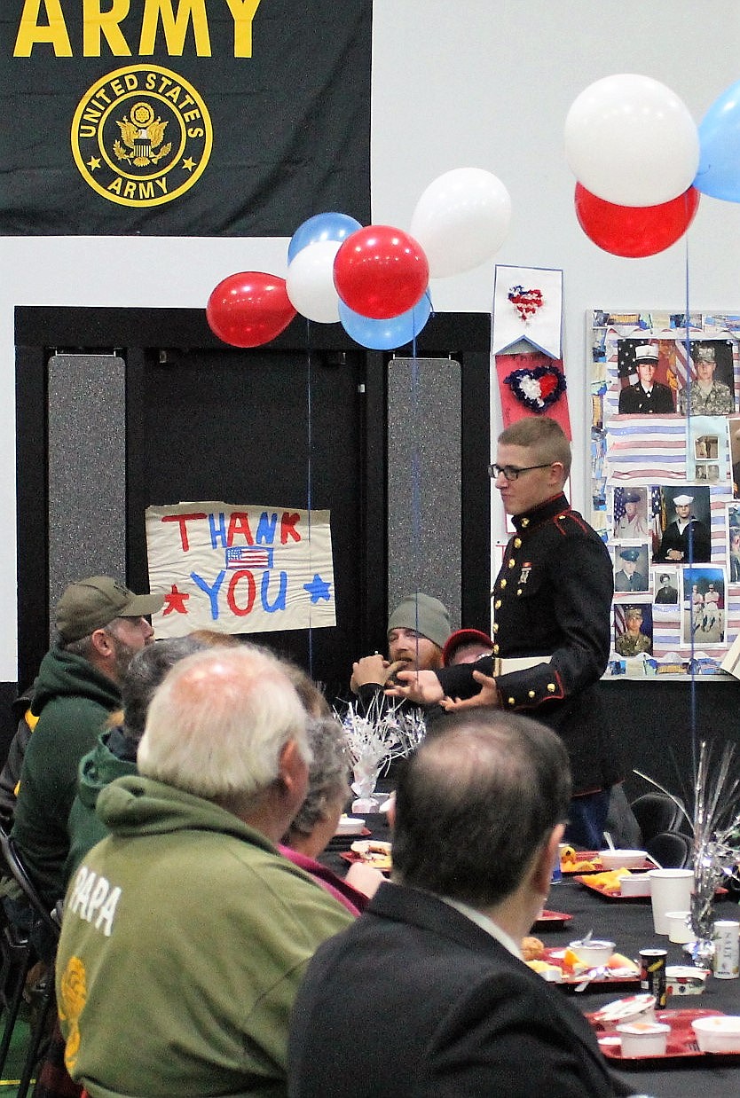 St. Regis student Robert Dahl graduated on Nov. 2 and has joined the U.S. Marine Corps and was one of the honorees during a veterans breakfast held at the school last Thursday. He will be stationed in Virginia and will leave on Jan. 3, 2019.