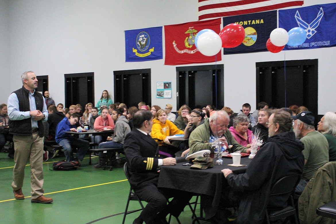 ST. RIGIS School Principal Shaun Ball thanked veterans for their military service during a breakfast held in their honor in the school cafeteria on Nov. 8.