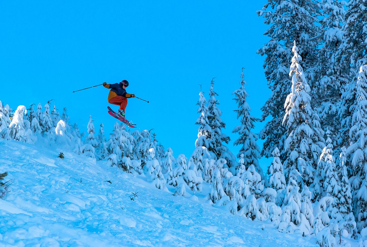 Photo courtesy of Matt Sawyer/Lookout Pass Ski Area
A skier takes a jump from the Interstate trail leading into Lookout Pass Ski Area's upper Bonanza trail on Sunday.