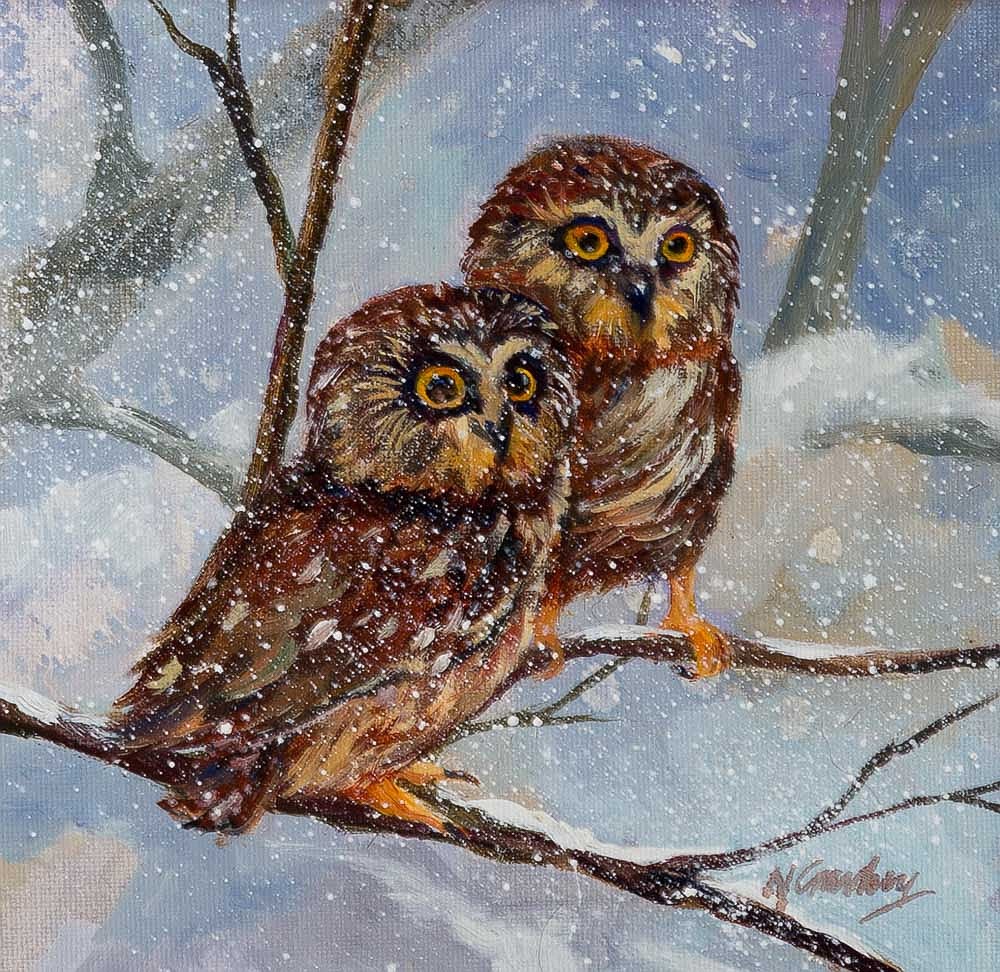 &#147;Cheech &amp; Chong&#148;, 6&#148; x 6&#148;, oil on board, is one of the &#147;small gems&#148; paintings featured at Nancy Cawdrey Studio&#146;s annual Holiday Show Dec. 8 and 9.