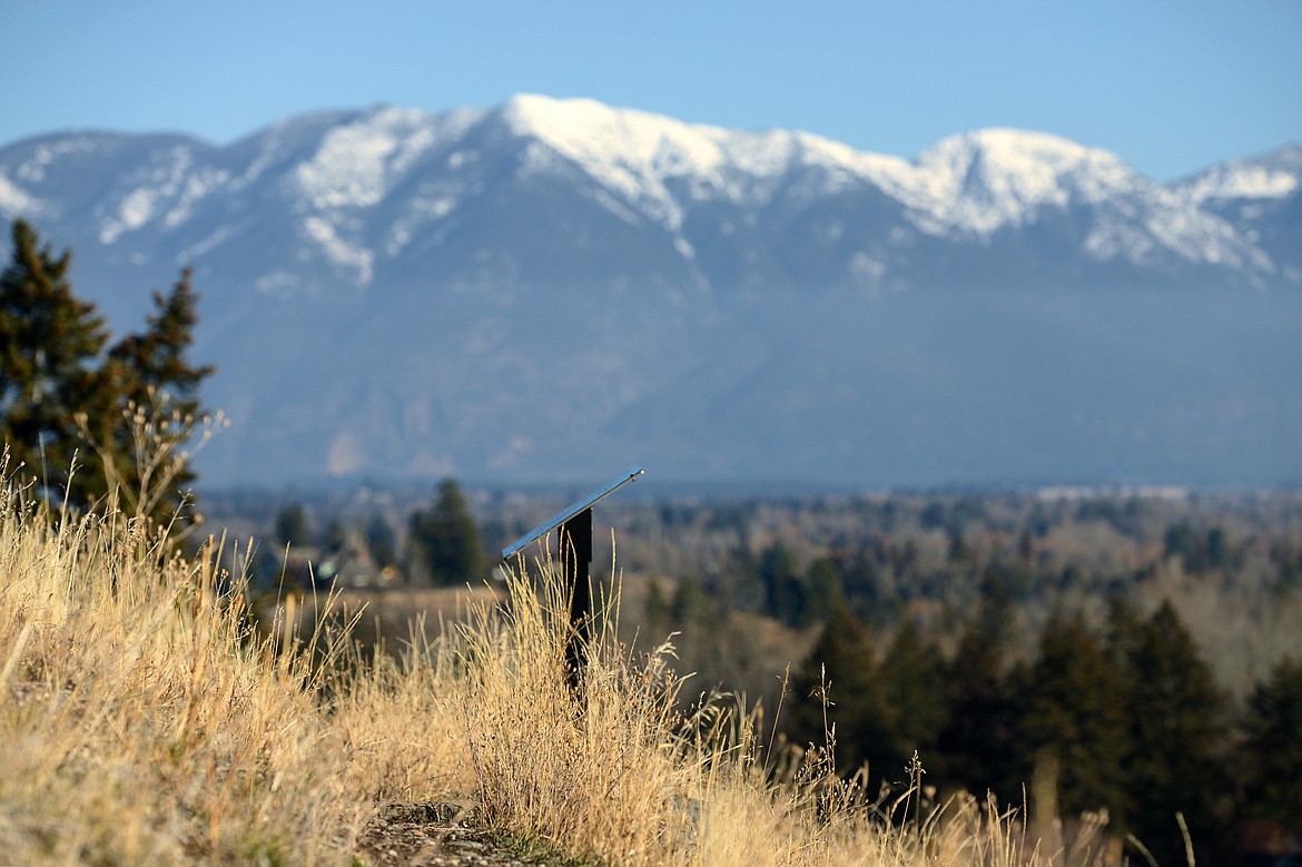 View of the Swan Range from the Bayliss Cummings Memorial Viewpoint atop the hill in Lawrence Park in Kalispell on Tuesday, Nov. 20. (Casey Kreider/Daily Inter Lake)