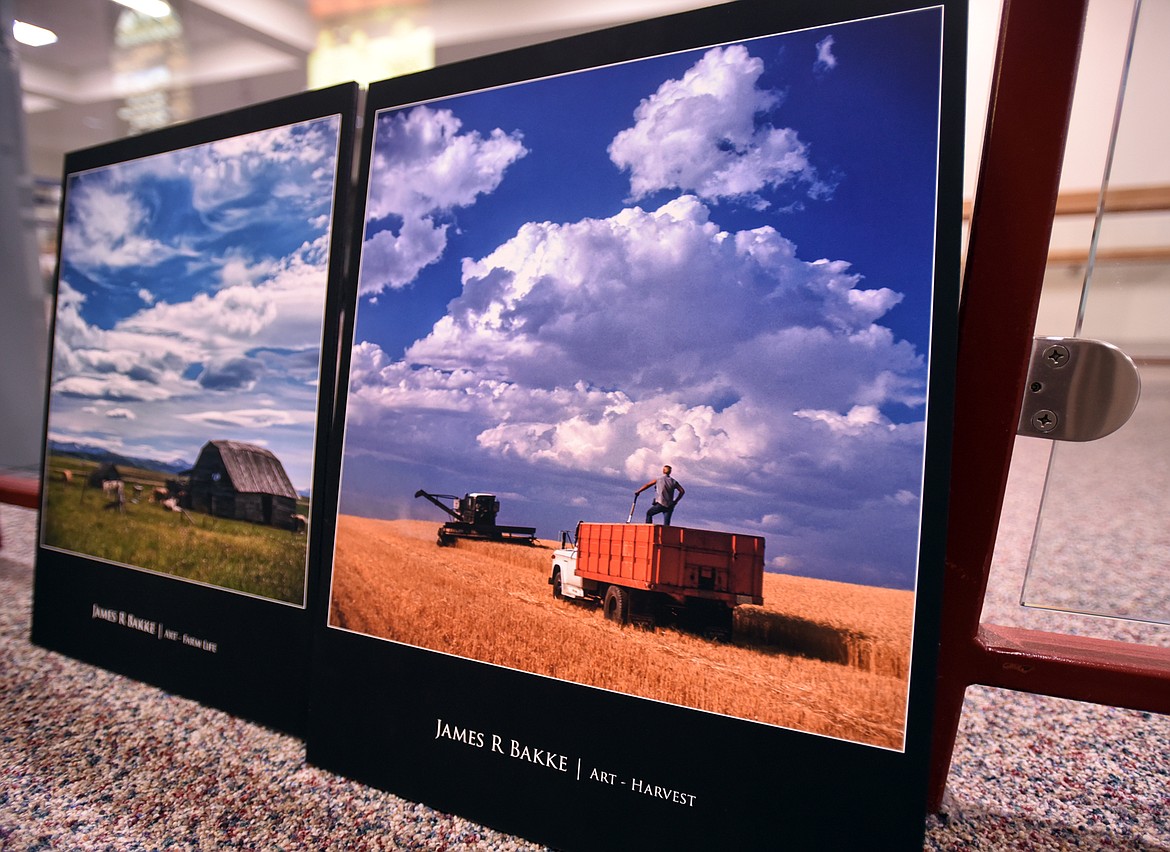 Two images by James R. Bakke ready to be hung at Glacier Park International Airport.