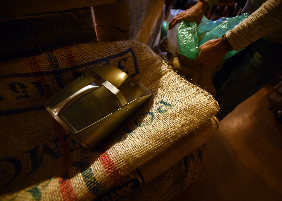 Coffee bean bags at the the Dobson Creek Coffee Company on Tuesday, November 13, in Ronan.(Brenda Ahearn/Daily Inter Lake)