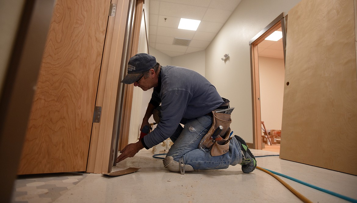 Jay McBurney of Ronan, a local construction worker, working at the new home of the Boys and Girls Club of Flathead Reservation and Lake County on Tuesday, November 13, in Ronan.(Brenda Ahearn/Daily Inter Lake)