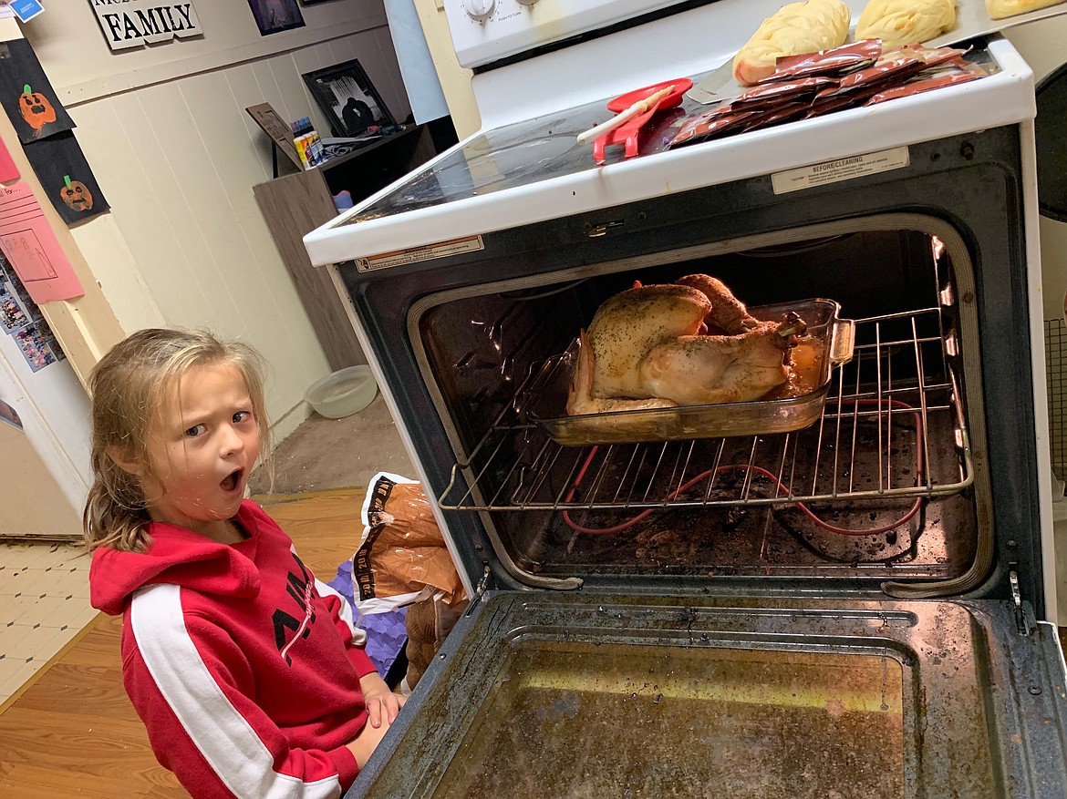 Courtesy photo
She didn&#146;t take the turkey out, but Nevaeh helped with every other task of making Thanksgiving dinners for the homeless.