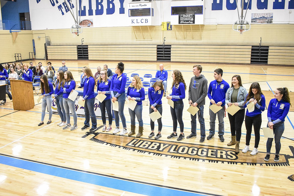 Libby High School volleyball Head Coach Cindy Ostrem-Johnston spoke to her team one last time about her pride and enjoyment from her time coaching them during the Fall Awards Assembly Thursday. Saying that in time all the wins and losses would become a blur, she said she hoped they would always remember the stories, events and traditions, &#147;but most of all the relationships that were cultivated as a result of being a team.&#148; (Ben Kibbey/The Western News)