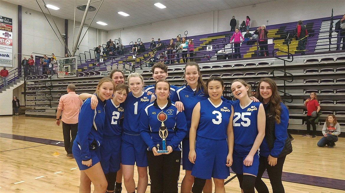 Courtesy photo
The North Idaho Christian School girls basketball team went 3-2 and finished second at the Helena Christian School 2018 Thanksgiving Shootout last weekend at Carroll College in Helena. In the front row from left are Kate Malinauskas, Danica Kelly, Courtney Monaghan, Savannah Seeley, Jinny Choi, Jolie Ward and Hailey LePard; and back row from left, Symone Pilgrim, Rylee Overturf and Imelda Bresee.