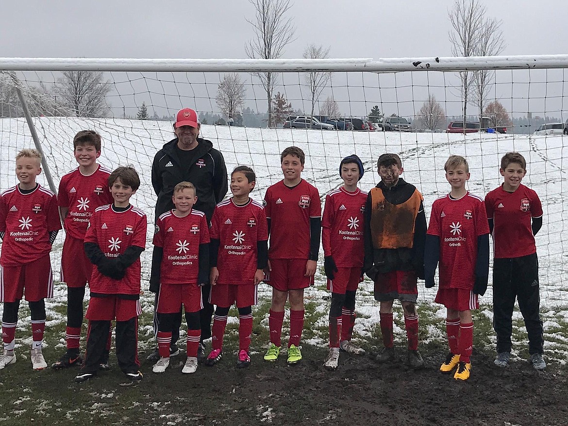 Courtesy photo
The Timbers North FC &#146;07 Dupree boys soccer team finished the fall season with a 5-2 victory over FC Spokane 07 Sabota. Milo Wright led scoring with 2 goals. Olin Young had two assists and one goal, Malakai Zastrow and Zachary Kerns had one goal each. From left are Olin Young, Milo Wright, Luke Witherwax, coach Darin Dupree, Malakai Zastrow, Raphael Vulles, Brady Meehan, Bridger Crawford, Gavin Armstrong, Drew Vanos and Zac Kerns.